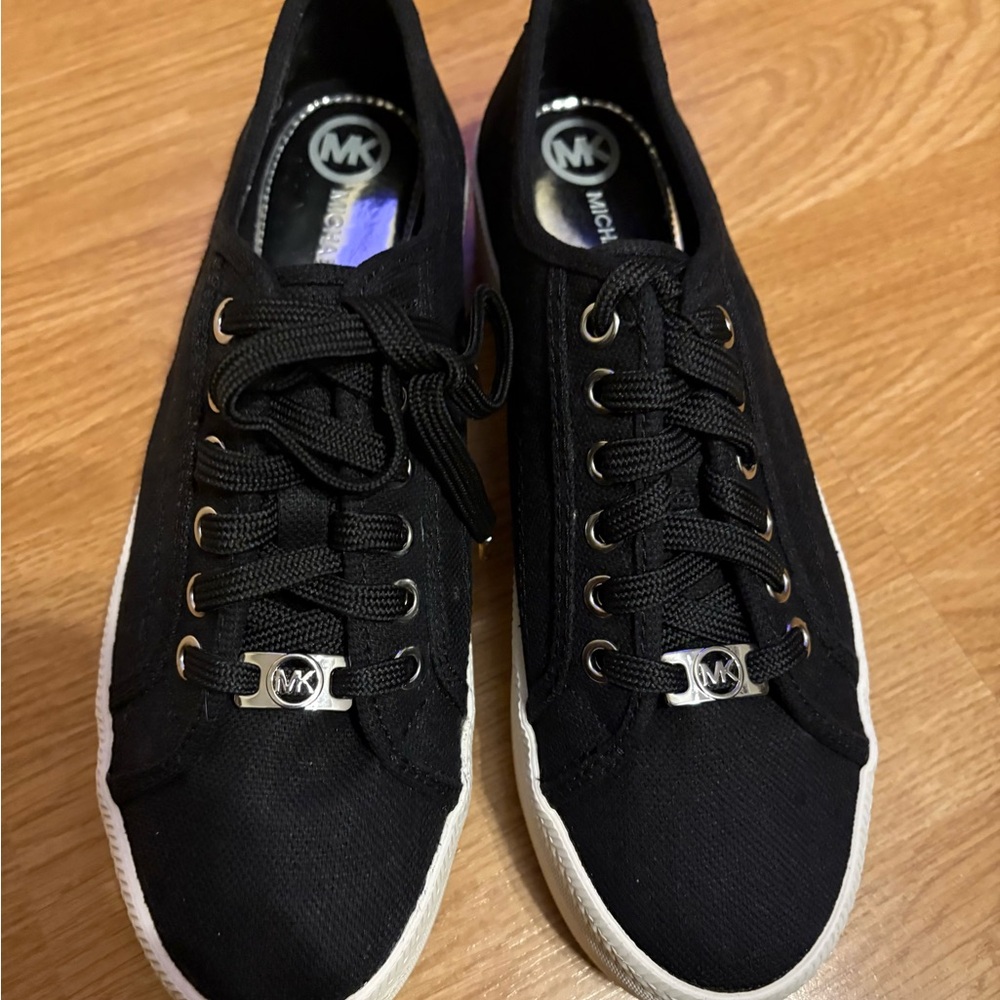 Michael Kors Black Canvas Lace-Up Sneakers